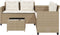 vidaXL - Tuinbank - met - tafel - en - kussens - L-vormig - poly - rattan - beige