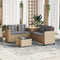 vidaXL - Tuinbank - met - tafel - en - kussens - L-vormig - poly - rattan - beige