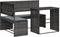 vidaXL - Tuinbank - met - tafel - en - kussens - L-vormig - poly - rattan - grijs