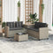 vidaXL - Tuinbank - met - tafel - en - kussens - L-vormig - poly - rattan - lichtgrijs