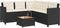vidaXL - Tuinbank - met - tafel - en - kussens - L-vormig - poly - rattan - zwart