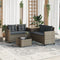 vidaXL - Tuinbank - met - tafel - en - kussens - L-vormig - poly - rattan - grijs