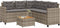 vidaXL - Tuinbank - met - tafel - en - kussens - L-vormig - poly - rattan - grijs