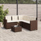 vidaXL - Tuinbank - met - tafel - en - kussens - L-vormig - poly - rattan - bruin