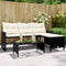 vidaXL - Tuinbank - met - tafel - en - kussens - L-vormig - poly - rattan - zwart