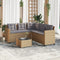 vidaXL - Tuinbank - met - tafel - en - kussens - L-vormig - poly - rattan - beige