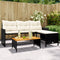 vidaXL - Tuinbank - met - tafel - en - kussens - L-vormig - poly - rattan - zwart