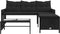 vidaXL - Tuinbank - met - tafel - en - kussens - L-vormig - poly - rattan - zwart