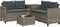 vidaXL - Tuinbank - met - tafel - en - kussens - L-vormig - poly - rattan - grijs