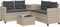 vidaXL - Tuinbank - met - tafel - en - kussens - L-vormig - poly - rattan - lichtgrijs