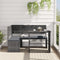 vidaXL - Tuinbank - met - tafel - en - kussens - L-vormig - poly - rattan - grijs
