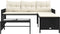 vidaXL - Tuinbank - met - tafel - en - kussens - L-vormig - poly - rattan - zwart