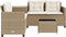 vidaXL - Tuinbank - met - tafel - en - kussens - L-vormig - poly - rattan - beige