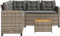 vidaXL - Tuinbank - met - tafel - en - kussens - L-vormig - poly - rattan - grijs