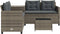 vidaXL - Tuinbank - met - tafel - en - kussens - L-vormig - poly - rattan - grijs