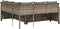 vidaXL - Tuinbank - met - tafel - en - kussens - L-vormig - poly - rattan - grijs