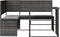 vidaXL - Tuinbank - met - tafel - en - kussens - L-vormig - poly - rattan - grijs