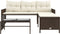 vidaXL - Tuinbank - met - tafel - en - kussens - L-vormig - poly - rattan - bruin