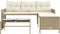 vidaXL - Tuinbank - met - tafel - en - kussens - L-vormig - poly - rattan - beige
