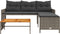 vidaXL - Tuinbank - met - tafel - en - kussens - L-vormig - poly - rattan - grijs