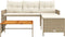 vidaXL - Tuinbank - met - tafel - en - kussens - L-vormig - poly - rattan - beige