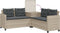 vidaXL - Tuinbank - met - tafel - en - kussens - L-vormig - poly - rattan - lichtgrijs