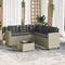 vidaXL - Tuinbank - met - tafel - en - kussens - L-vormig - poly - rattan - lichtgrijs