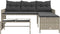 vidaXL - Tuinbank - met - tafel - en - kussens - L-vormig - poly - rattan - lichtgrijs