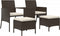 vidaXL - Tuinbank - met - tafeltje - en - krukken - tweezits - poly - rattan - bruin
