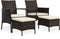 vidaXL - Tuinbank - met - tafeltje - en - krukken - tweezits - poly - rattan - bruin