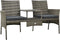 vidaXL - Tuinbank - met - tafeltje - en - krukken - tweezits - poly - rattan - grijs
