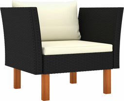 vidaXL - Tuinbank - poly - rattan - en - massief - eucalyptushout
