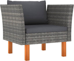 vidaXL - Tuinbank - poly - rattan - en - massief - eucalyptushout