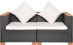 vidaXL - Tuinbank - poly - rattan - zwart