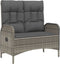 vidaXL - Tuinbank - verstelbaar - met - kussens - 107 - cm - poly - rattan - grijs