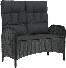 vidaXL - Tuinbank - verstelbaar - met - kussens - 107 - cm - poly - rattan - zwart