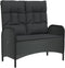 vidaXL - Tuinbank - verstelbaar - met - kussens - 107 - cm - poly - rattan - zwart