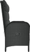 vidaXL - Tuinbank - verstelbaar - met - kussens - 107 - cm - poly - rattan - zwart
