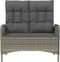 vidaXL - Tuinbank - verstelbaar - met - kussens - 107 - cm - poly - rattan - grijs