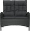 vidaXL - Tuinbank - verstelbaar - met - kussens - 107 - cm - poly - rattan - zwart