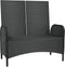vidaXL - Tuinbank - verstelbaar - met - kussens - 107 - cm - poly - rattan - zwart