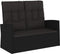vidaXL - Tuinbank - verstelbaar - met - kussens - 118 - cm - poly - rattan - zwart