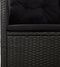 vidaXL - Tuinbank - verstelbaar - met - kussens - 118 - cm - poly - rattan - zwart