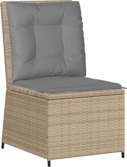 vidaXL - Tuinbank - verstelbaar - met - kussens - poly - rattan - beige