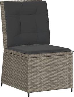 vidaXL - Tuinbank - verstelbaar - met - kussens - poly - rattan - grijs
