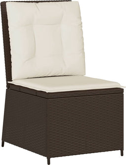 vidaXL - Tuinbank - verstelbaar - met - kussens - poly - rattan - bruin