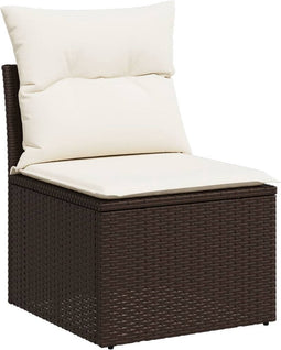 vidaXL - Tuinbank - zonder - armleuning - met - kussens - poly - rattan - bruin