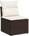vidaXL - Tuinbank - zonder - armleuning - met - kussens - poly - rattan - bruin