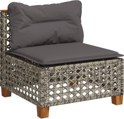vidaXL - Tuinbank - zonder - armleuning - met - kussens - poly - rattan - grijs