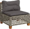 vidaXL - Tuinbank - zonder - armleuning - met - kussens - poly - rattan - grijs